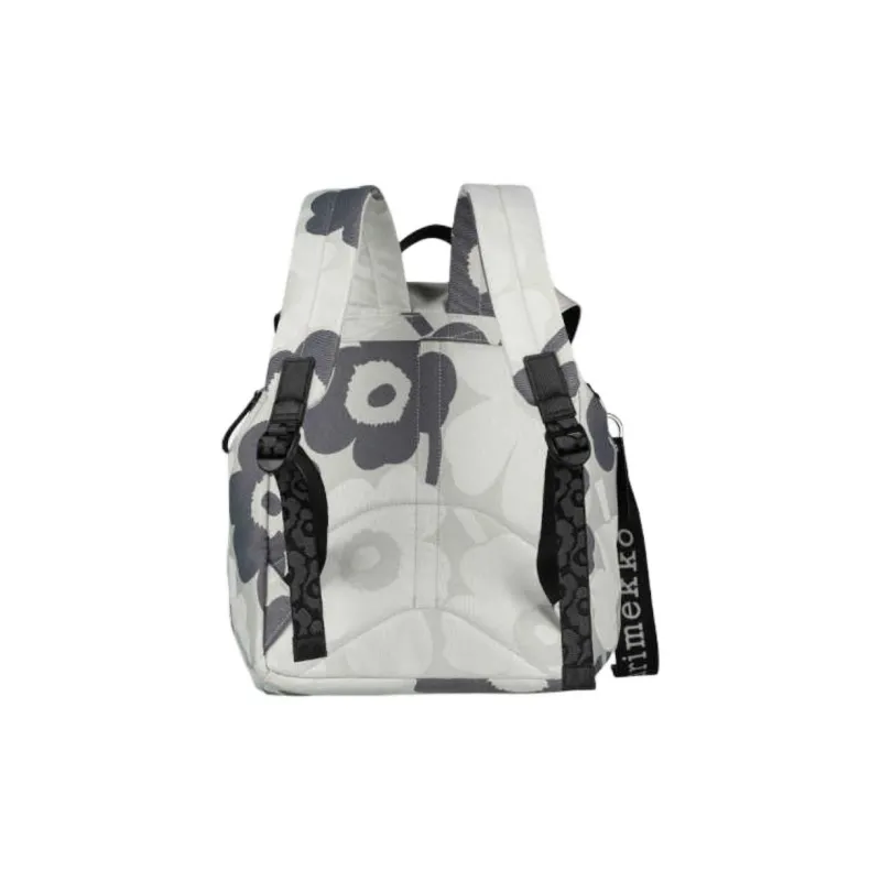 Marimekko Fabric Backpack Large Size Unisex Gray & Dark Blue & Ecru-2