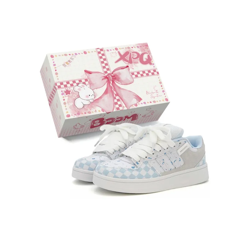 XPQ Coverage Abrasion Resistant Lightweight Low Top Skateboard Shoes Women's Sky Blue-0