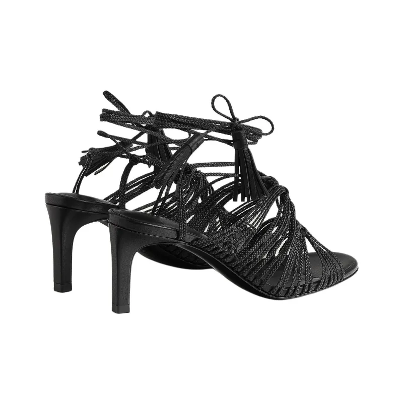 HERMES Karma Strap Sandals 7cm Women's Black-2