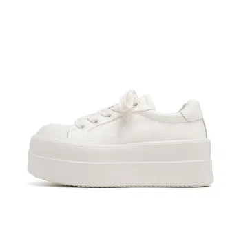 UNCLEWEN White Toast Slip Resistant Lightweight Height Increasing Low Top Skateboard Shoes Women's Cloud White