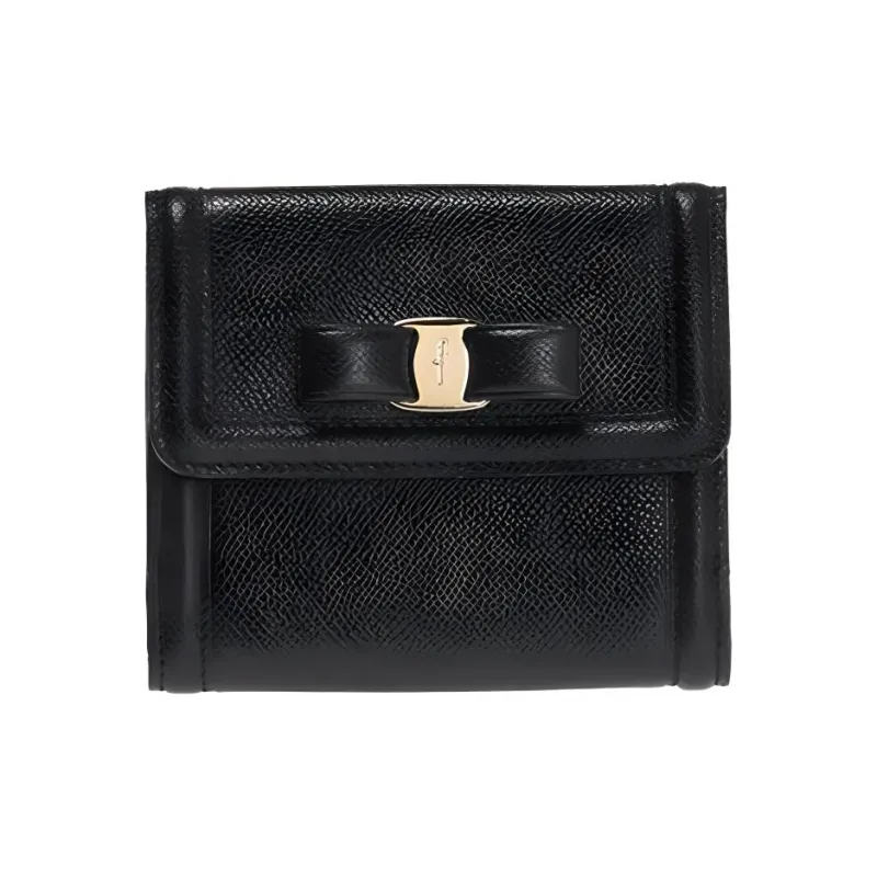 FERRAGAMO Leather Wallet Regular Women's Black-1