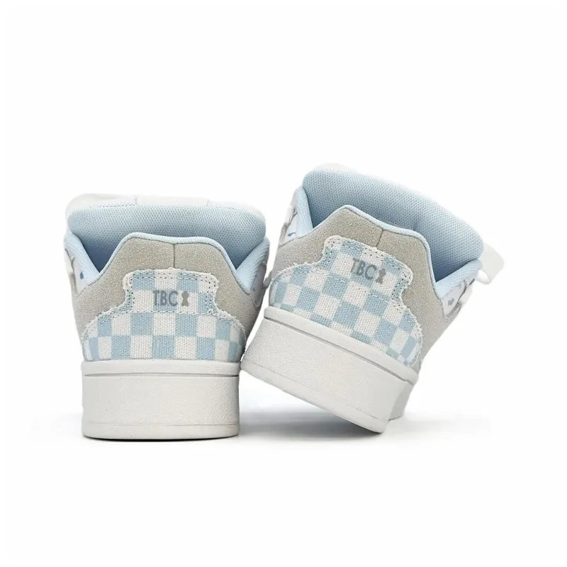 Teddy Bear Collection Coverage Slip Resistant And Abrasion Resistant Low Top Skateboard Shoes Women's Light Blue Gray-5