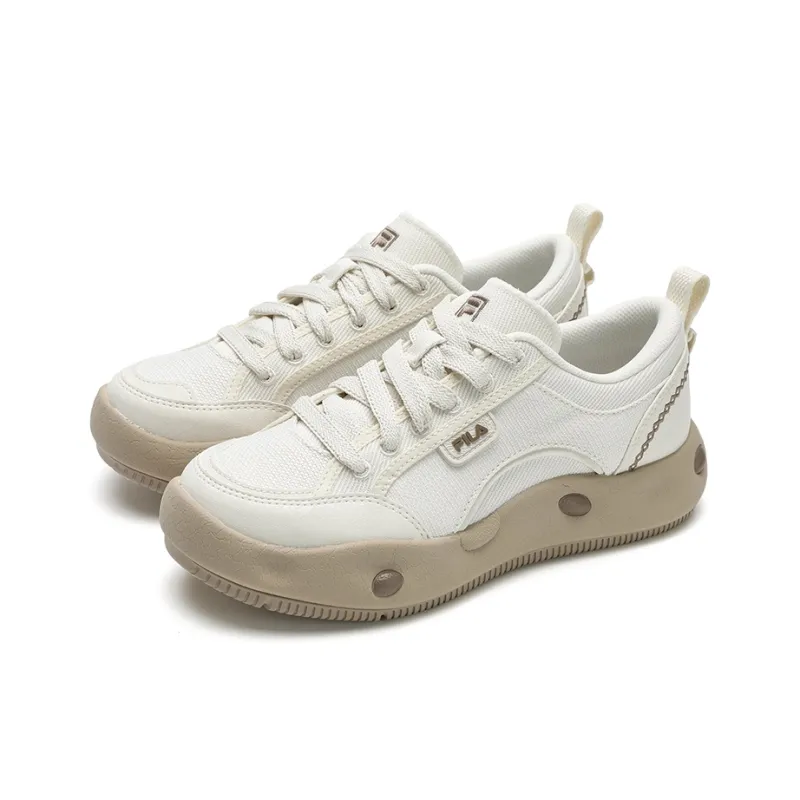 FILA Coverage Support Wear-Resistant Breathable Slip-Resistant Low-Top Casual Shoes Women's Tofu White-2