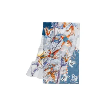 Eucalyptus Ornamentation Silk Scarves Women's