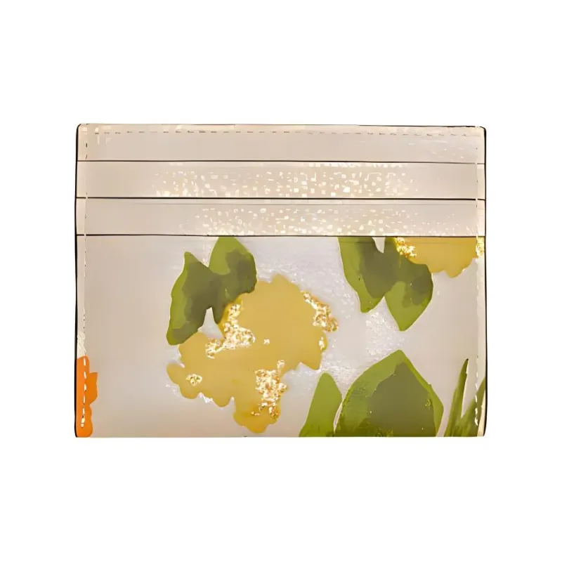 COACH Card Case Glossy Pebbled Cow Leather Coin Purses Card Holders Women's Ivory White-2