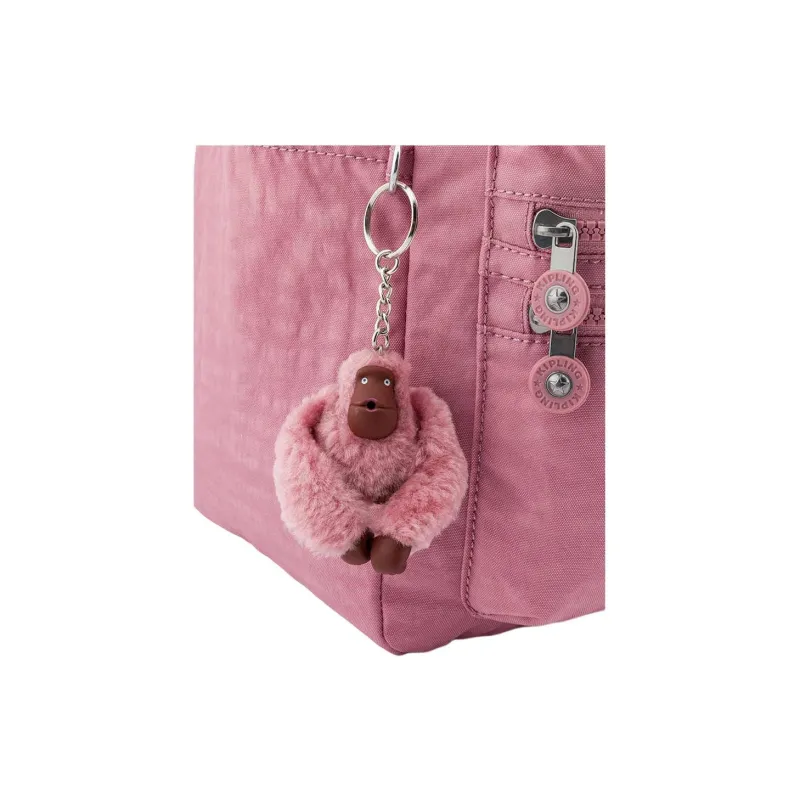 Kipling Fabric Backpack Large Size Unisex Lotus Pink/Blue Gray/Cloud Gray-2