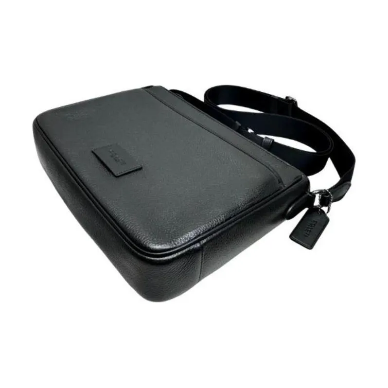 COACH Refined Pebble Pattern Leather Shoulder Bag, Crossbody Bag Tubas Men's Black-3