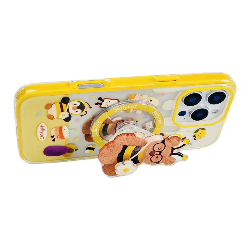 Wei Xin TPU Material Bee And Bear Magnetic Stand Phone Cases Compatible With Apple IPhone 16/15/13/14/Pro/Max-3