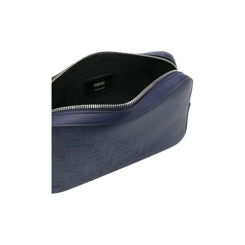 FENDI Leather Camera Bag Shoulder Bag Crossbody Bag Men's Dark Blue/Navy Blue-2