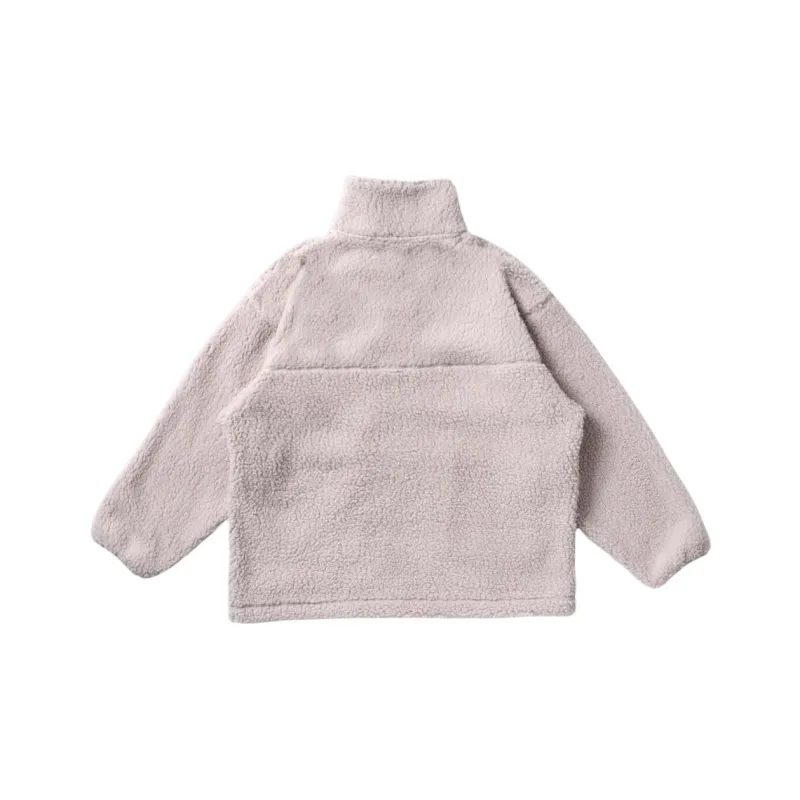 Converse Boa Velvet-feel Coat Women's Gray Pink-1