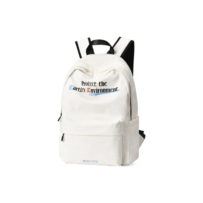 FINITE LOOP Recycled Polyester Backpack Unisex White-6