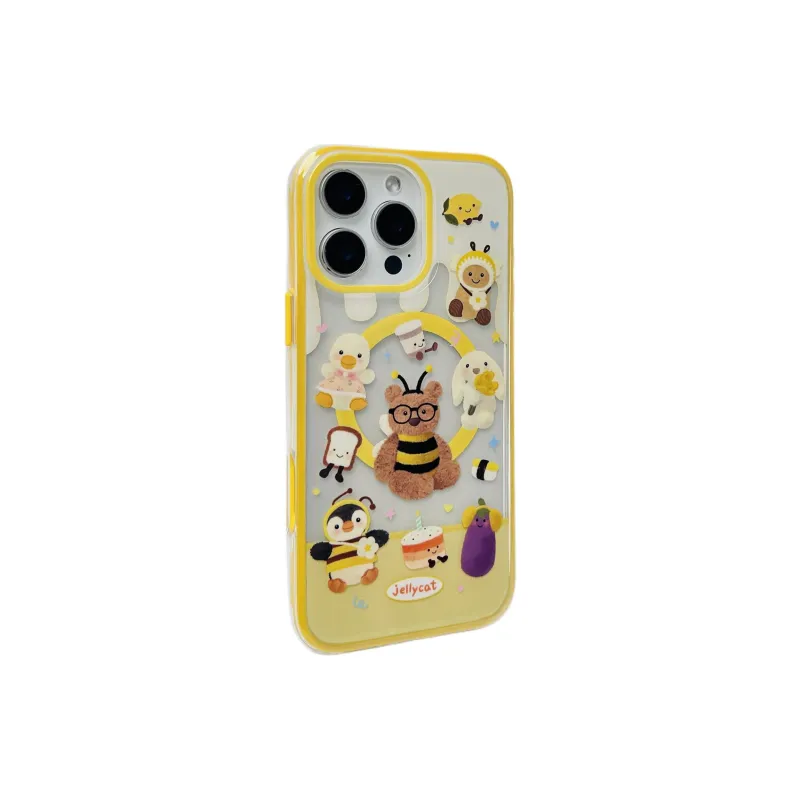 Wei Xin TPU Material Bee And Bear Magnetic Stand Phone Cases Compatible With Apple IPhone 16/15/13/14/Pro/Max-5