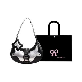 HACIN PU Shoulder Bag Women's Black/Silver