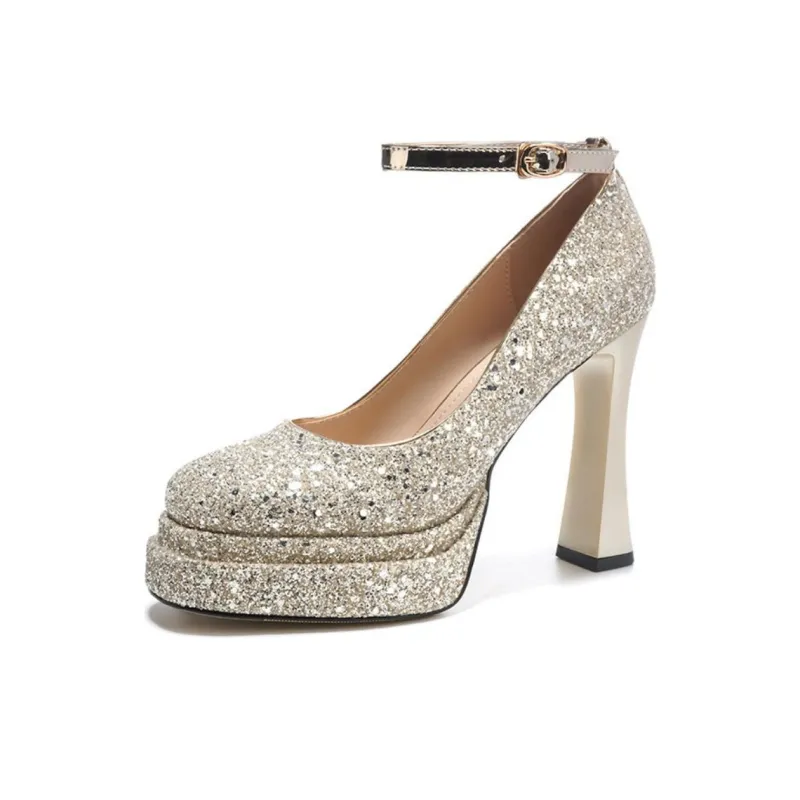 Than Than Me Chunky Heel High Heels Women's-4