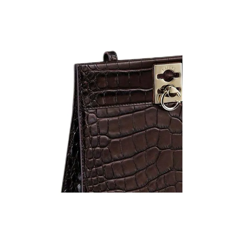 CAFUNE Crocodile Pattern Cow Leather Crossbody Bag Shoulder Bag Women's Mahogany-2