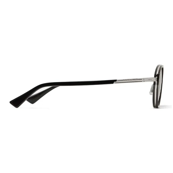 Bottega Veneta Acetate Metal Irregular Shape Sunglasses Men's Black-1