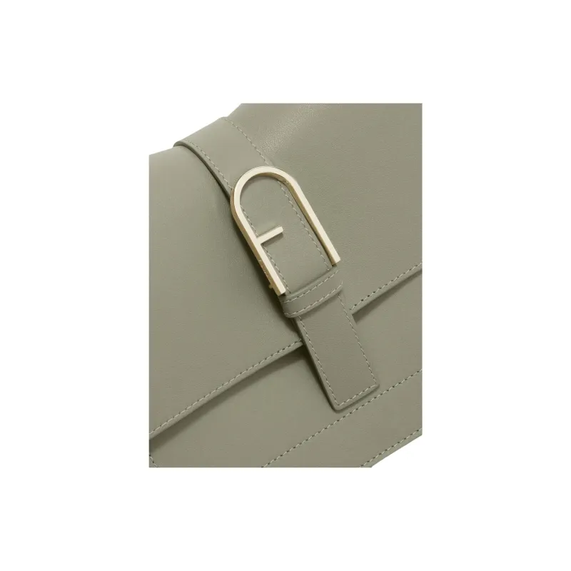 Furla Calfskin Shoulder Bag, Crossbody Bag, Handbag Medium Size Women's Green-4