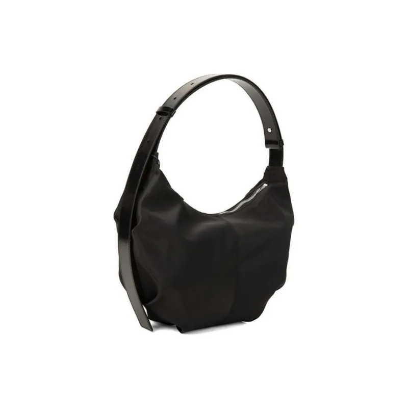 NOTHING WRITTEN Fabric Dumpling Bag Shoulder Bag Medium Size Women's Black/Sea Salt White-1