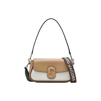 MARC JACOBS Leather Shoulder Bag Women's Khaki & White