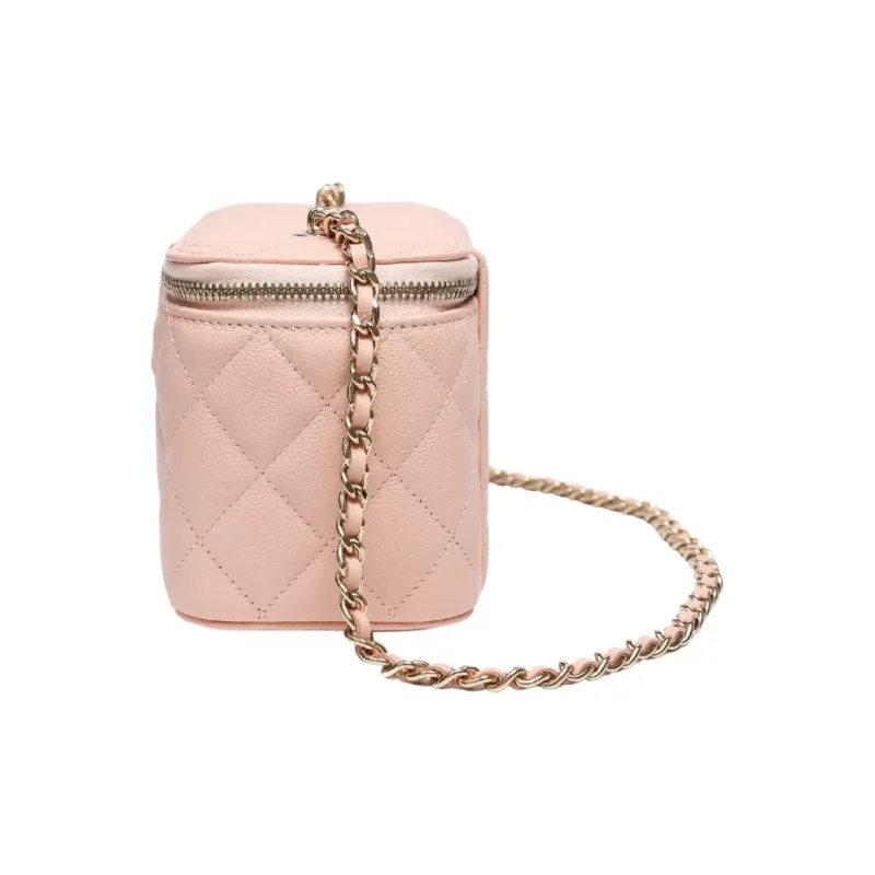 CHANEL Grain Cow Leather One Shoulder Box Bag, Crossbody Bag Women's Pink-2