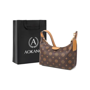 AOKANG PVC Dumpling Bag Shoulder Bag Small Size Women's Coffee/Ecru