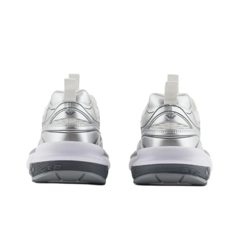 EMPORIO ARMANI Logo Debossed Mesh Panelled Sneakers-4
