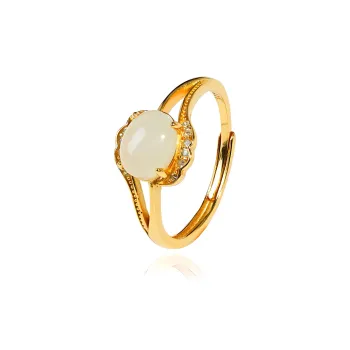 CUIYOUSHIJIA Hetian Jade Rings Pale Greenish White Jade Women's