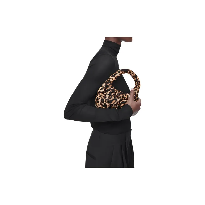 COS Polyester Cloud Bag, Handbag Small Size Women's Brown Leopard Print-2