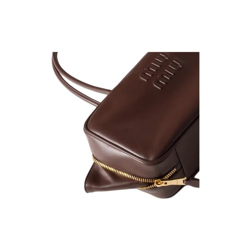MIU MIU Beau Calfskin Handbag Medium Size Women's Heather Wood Color-3