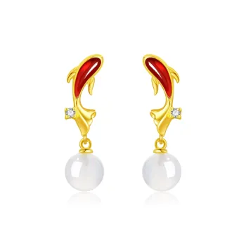 Lao Feng Xiang Chalcedony Earrings Women's