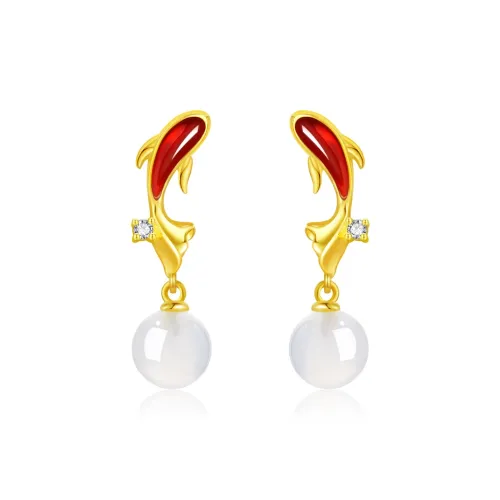 Lao Feng Xiang Chalcedony Earrings Women's