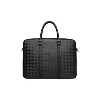 GOLDLION Cow Split Leather Laptop Bag Large Size Men's Black