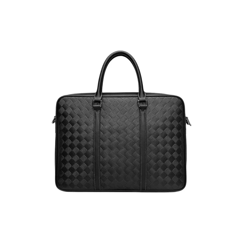 GOLDLION Cow Split Leather Laptop Bag Large Size Men's Black-0