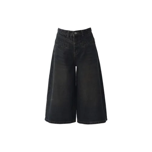ZXZA Denim Shorts Women's Vintage Capri Pants