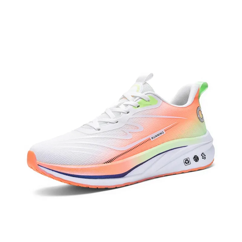QIUTEXIONG Running Shoes Unisex Low Top Black White/White Orange/Light Gray-8