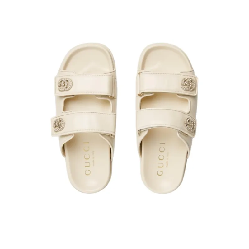 GUCCI Slide Slippers Women's Ivory White-3