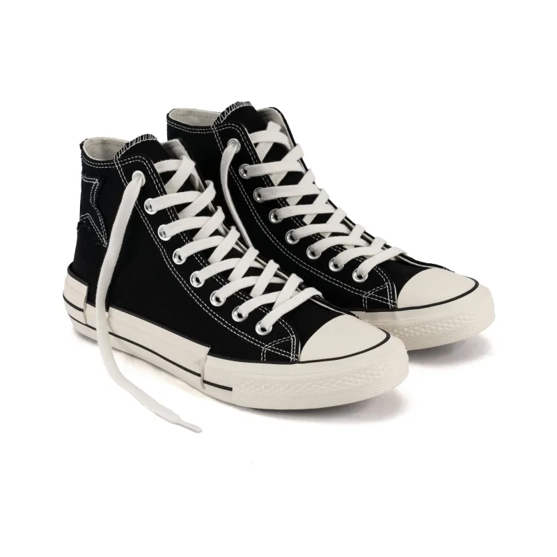 LARA STAR Anti Slip And Wear Resistant Lightweight High Top Canvas Shoes Unisex White Black-3