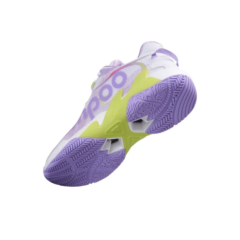 KUMPOO Cushioning Breathable Support Low-Top Badminton Shoes Unisex White Purple-3