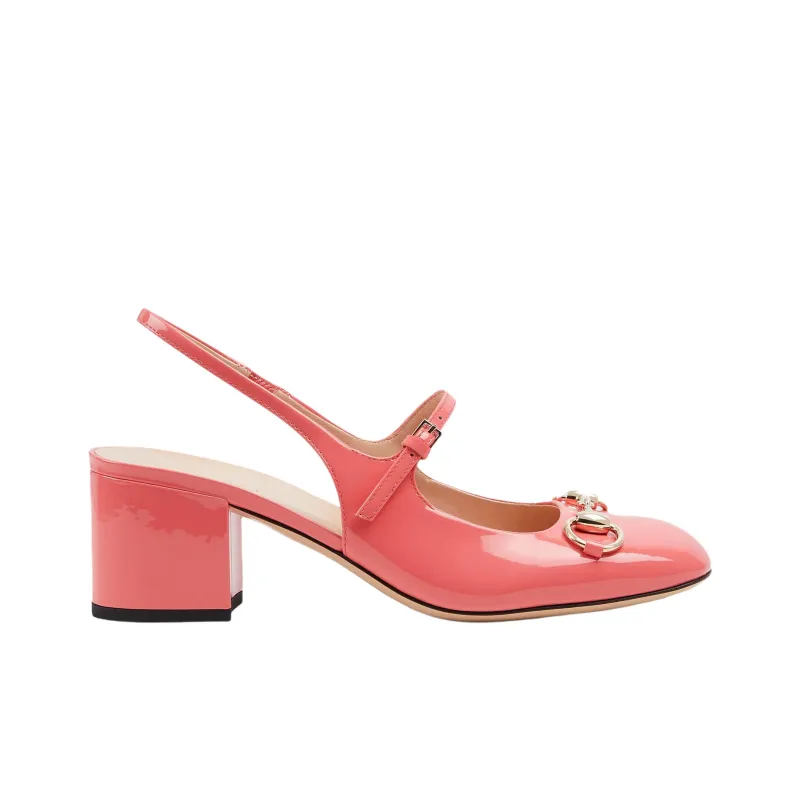 GUCCI Horsebit Chunky Heel High Heels 5cm Women's Pink-1