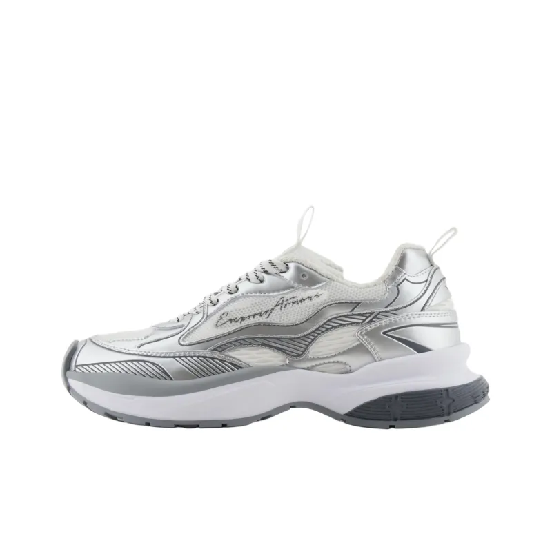 EMPORIO ARMANI Logo Debossed Mesh Panelled Sneakers-0