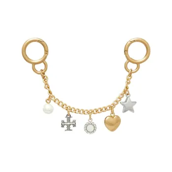 TORY BURCH Zinc Alloy Iron Faux Pearl Crystal Pendants Unisex Gold