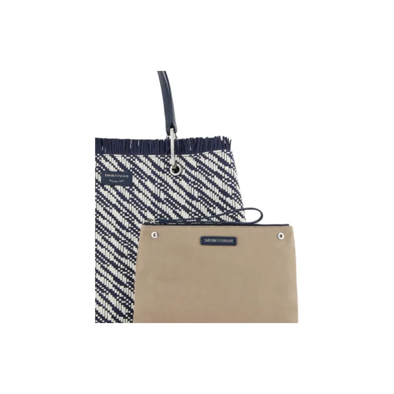 EMPORIO ARMANI MyEA Series Polyester Tote Bag Shopping Bag Handbag Large Size Women's Blue-3