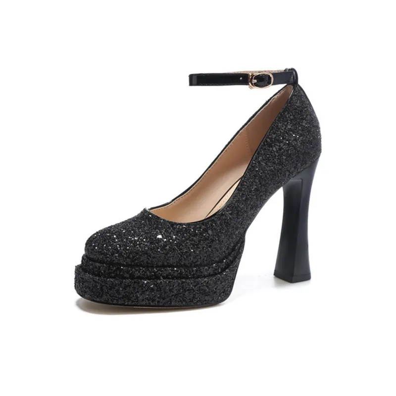 Than Than Me Chunky Heel High Heels Women's-8