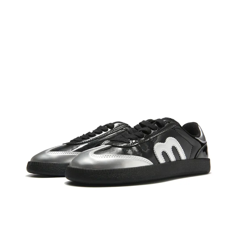 EKM Anti-Slip Wear-Resistant Low-Top Skateboard Shoes Unisex Black Silver-1