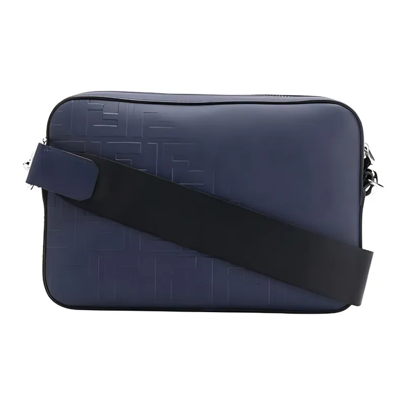 FENDI Leather Camera Bag Shoulder Bag Crossbody Bag Men's Dark Blue/Navy Blue-0