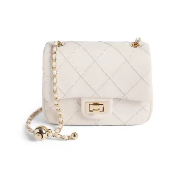 BELLE Artificial Leather Quilting Shoulder Bag Crossbody Bag Women's Beige/Black