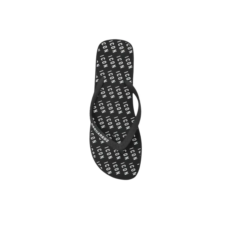 DSQUARED 2 Icon All Over Logo Printed Flip Flops-4