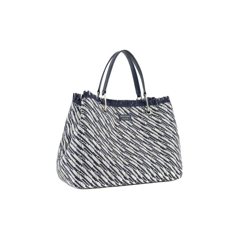 EMPORIO ARMANI MyEA Series Polyester Tote Bag Shopping Bag Handbag Large Size Women's Blue-1