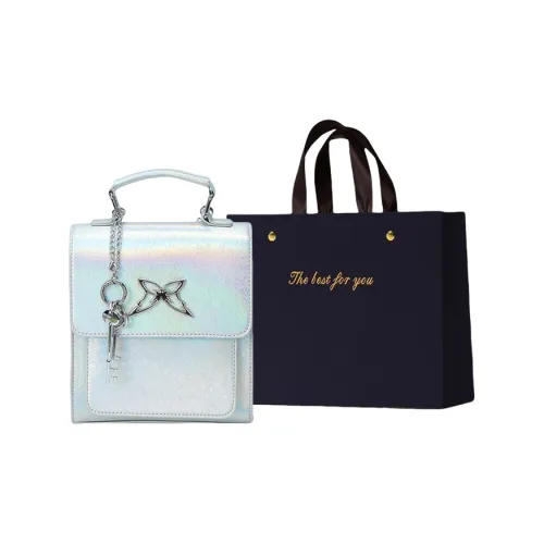 ZUONU PU One Shoulder Crossbody Portable Backpack Regular Women's Holographic Silver/Black/Ecru/Silver