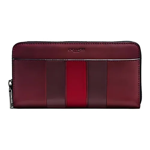 COACH Accordion Wallet Calfskin Inner Compartment Wallet Trumpets Women's Cherry Red